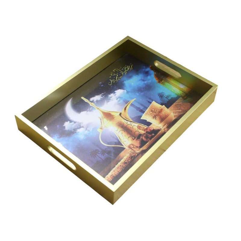Ramadan Deco Food Tray Rectangle Eid Serving Tray Set of 2 Pcs 30/35 cm