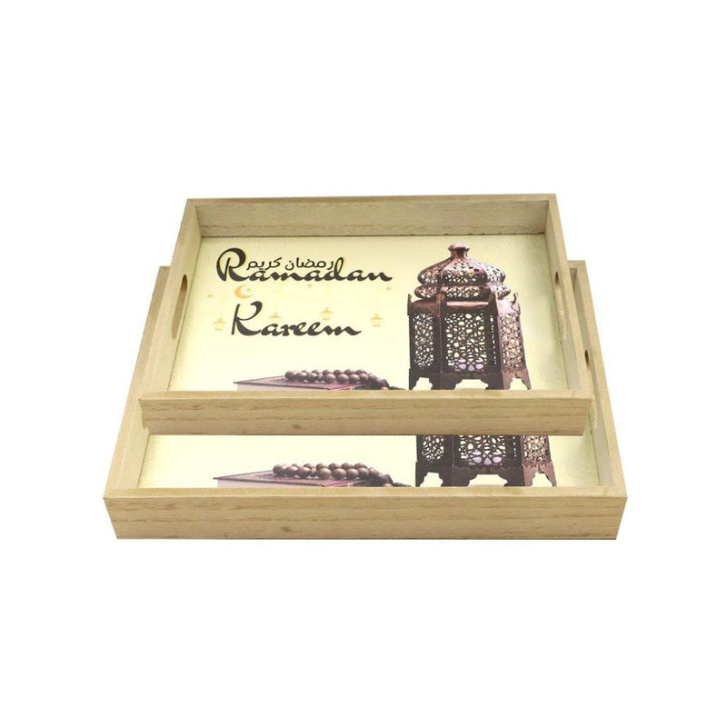Ramadan Deco Food Tray Rectangle Eid Serving Tray Set of 2 Pcs 31*39/24*33 cm