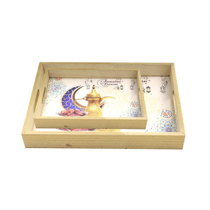 Ramadan Deco Food Tray Rectangle Eid Serving Tray Set of 2 Pcs 31*39/24*33 cm