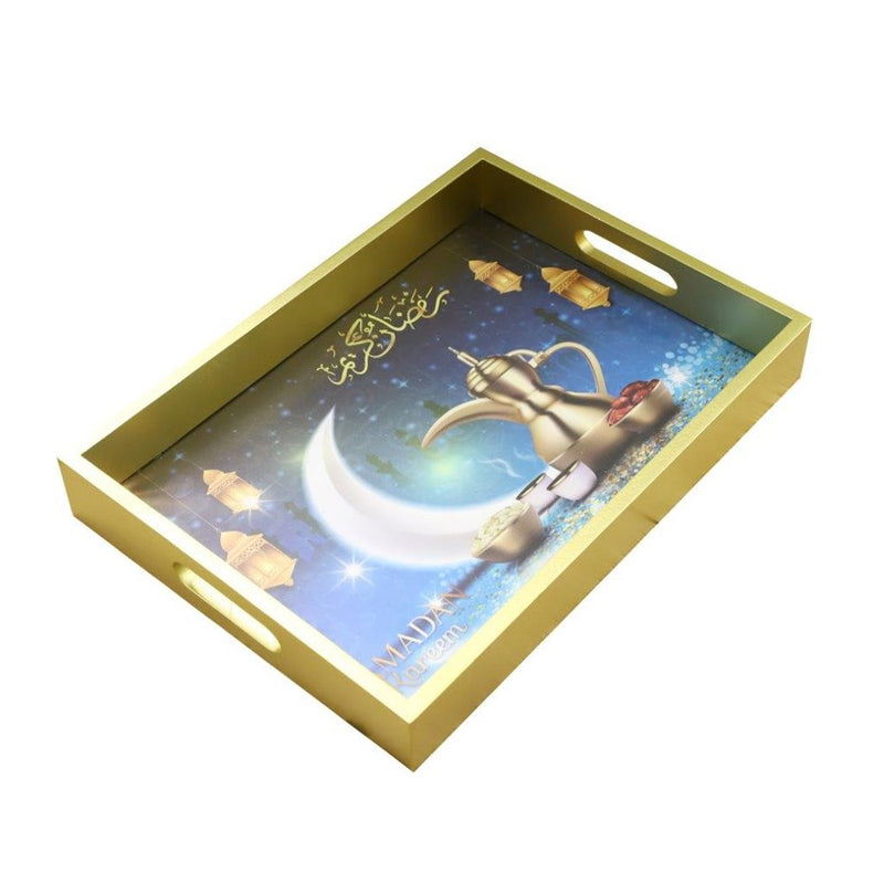 Ramadan Deco Food Tray Rectangle Eid Serving Tray Set of 2 Pcs 31*39/24*33 cm