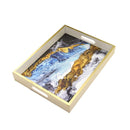 Abstract Deco Food Tray Rectangle Eid Serving Tray Set of 2 Pcs 31*39/24*33 cm