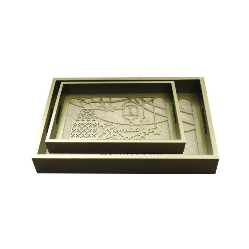 Ramadan Deco Food Tray Rectangle Eid Serving Tray Set of 2 Pcs 31*39/24*33 cm