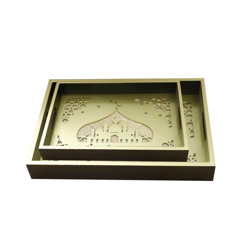Ramadan Deco Food Tray Rectangle Eid Serving Tray Set of 2 Pcs 31*39/24*33 cm