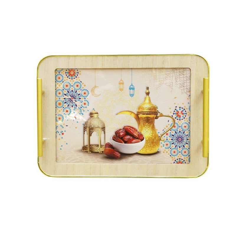 Ramadan Deco Food Tray Rectangle Eid Serving Tray Set of 2 Pcs 31*39/24*33 cm