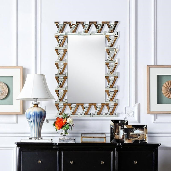 Home Decor MDF Hallway Console Table and Mirror Set Crystal Mirror Finish V 120*40*80 cm/80*120*2 cm 42040SET 1 Pcs/Ctn
