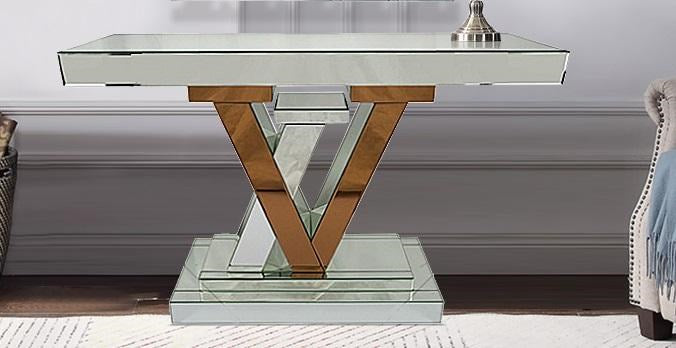 Home Decor MDF Hallway Console Table and Mirror Set Crystal Mirror Finish V 120*40*80 cm/80*120*2 cm 42040SET 1 Pcs/Ctn
