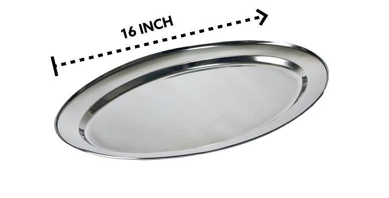 Stainless Steel Oval Serving Plate 16 inch