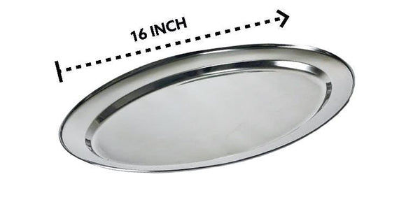 Stainless Steel Oval Serving Plate 16 inch