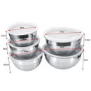 Stainless Steel Bowl Set of 5 Airtight Lids 18/20/22/24/26 cm (Ctn Box 12 units)