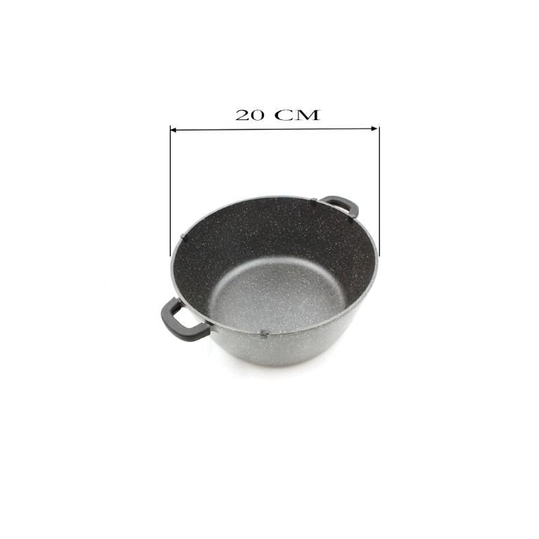 Non Stick Marble Coated Die Cast Aluminium Casserole Black Induction (20cm)