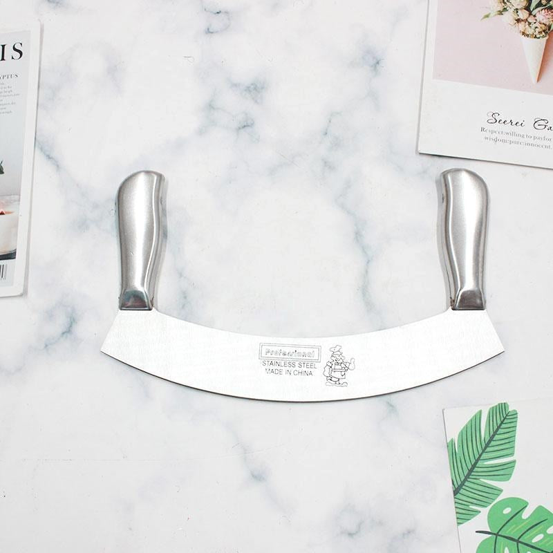 Pizza Rocker Cutter Knife Stainless Steel Double handle 24.5 cm