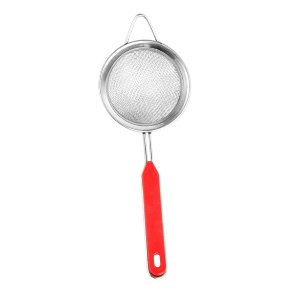 Tea Strainer Red Handle 19.5 cm length 7 cm Diameter
