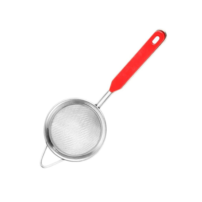Tea Strainer Red Handle 19.5 cm length 7 cm Diameter