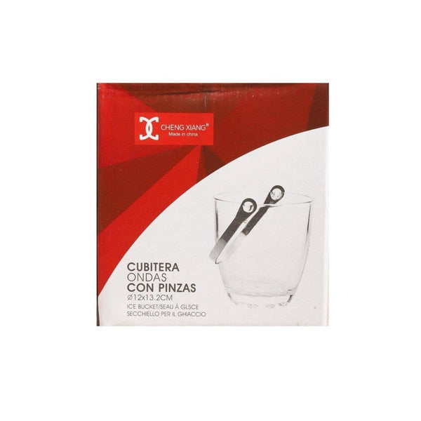 Glass Ice Bucket and Tong H - 14 cm ; W - 12.5 cm