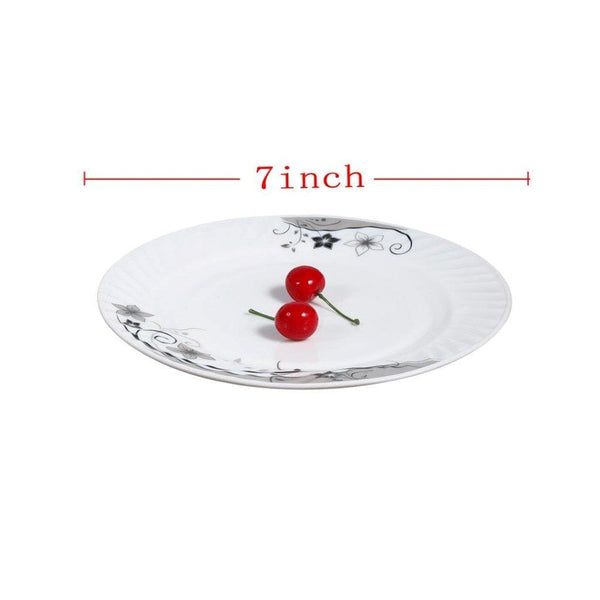 Dinner Plate Arcopal Glass Black Flowers 7 inch