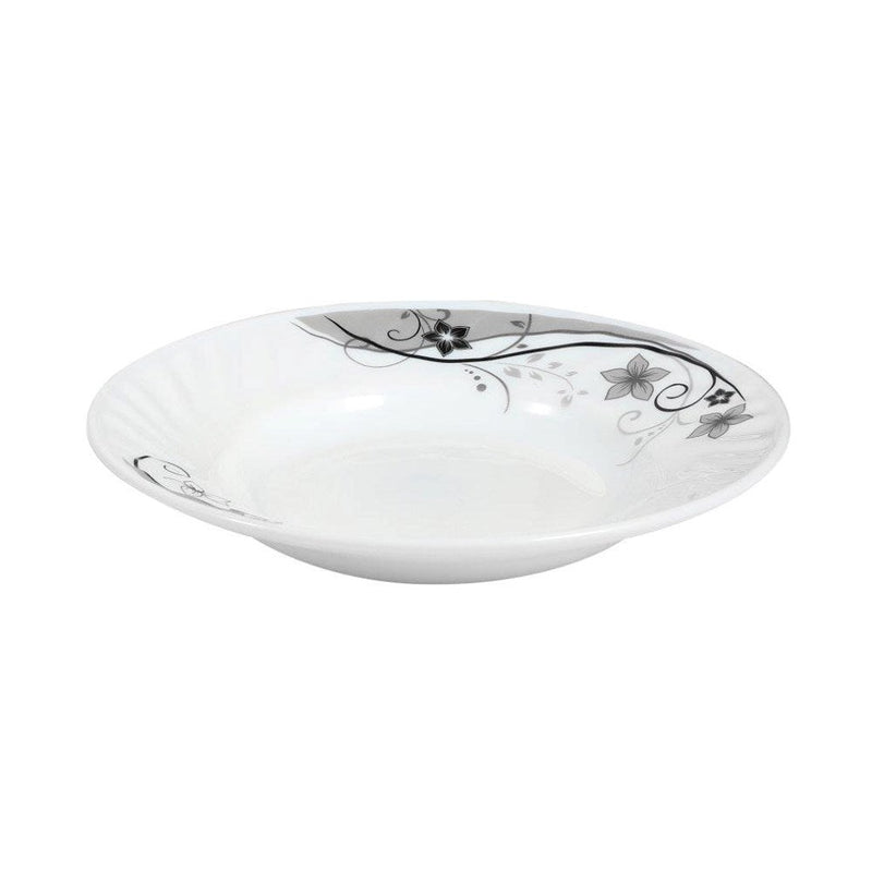 Soup Plate Arcopal Glass Black Flowers 7 inch