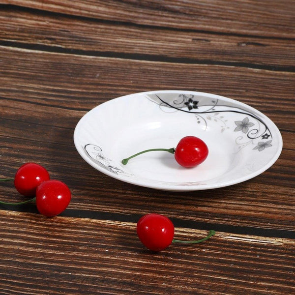 Soup Plate Arcopal Glass Black Flowers 7 inch