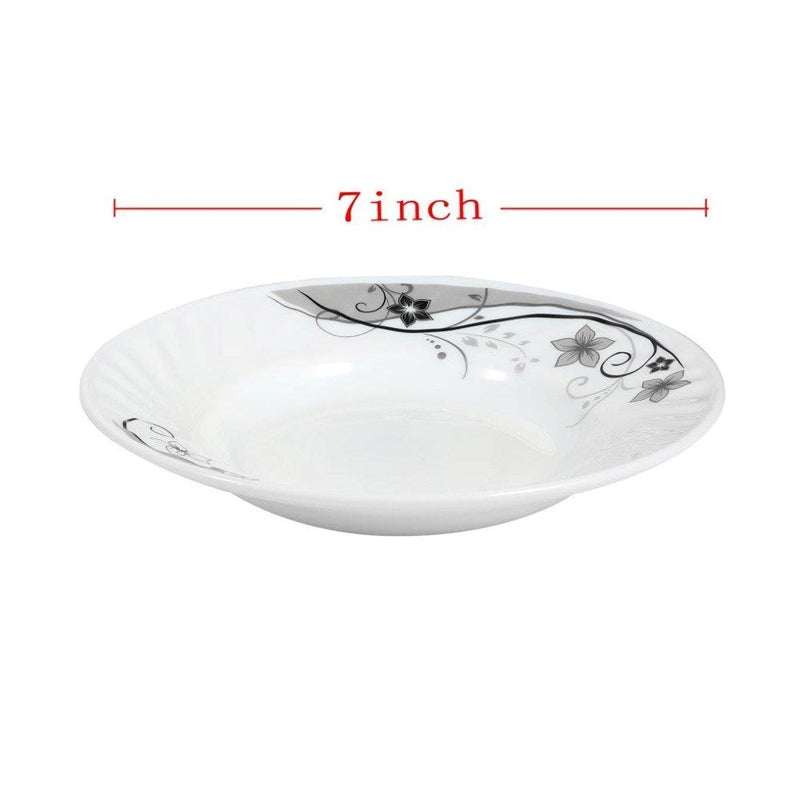 Soup Plate Arcopal Glass Black Flowers 7 inch