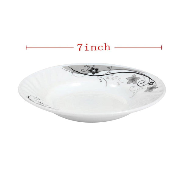 Soup Plate Arcopal Glass Black Flowers 7 inch