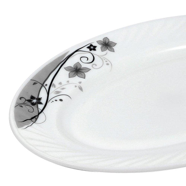 Arcopal Dinnerware Oval Plate Black Flowers 10 inch