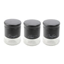 Black Plastic Glass Base Canister Tea Sugar Coffee Set of 3 13*10 cm