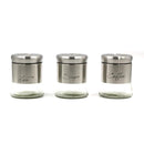 Stainless Steel Plastic Glass Base Canister Tea Sugar Coffee Set of 3 13.5*10 cm