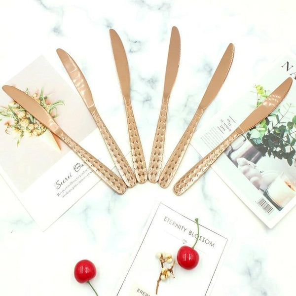 Stainless Steel Gold Table Knife Set of 6 Pcs