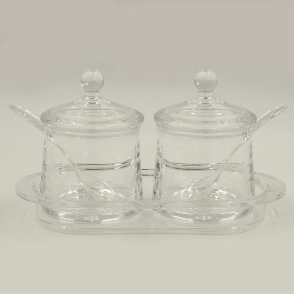 Acrylic Double Sugar Bowl Set 2, Milk Jar-220ML, Sugar Jar-220ML