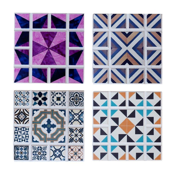Moisture Resistant Round Cup Coasters Drink Coasters Heat Insulation Random Patterned Set of 4 10.8 cm