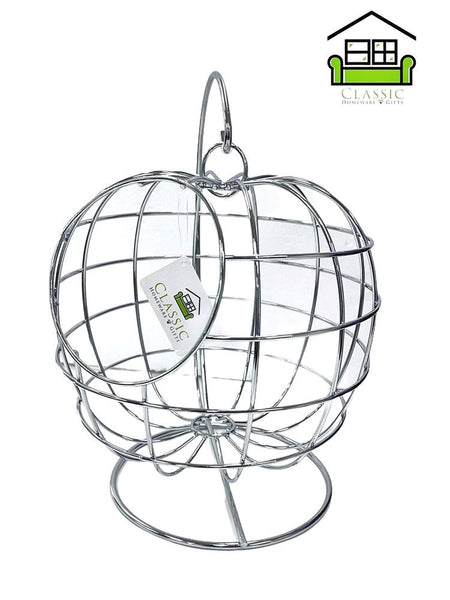 Iron Swinging Fruit Basket Kitchen Storage Stand Chrome Finish H : 38 cm D: 28cm