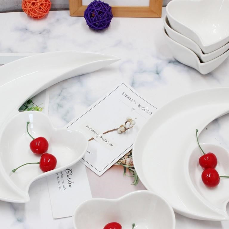 Serving Bowl and Dips Set and Nuts White Ceramic 10Pcs